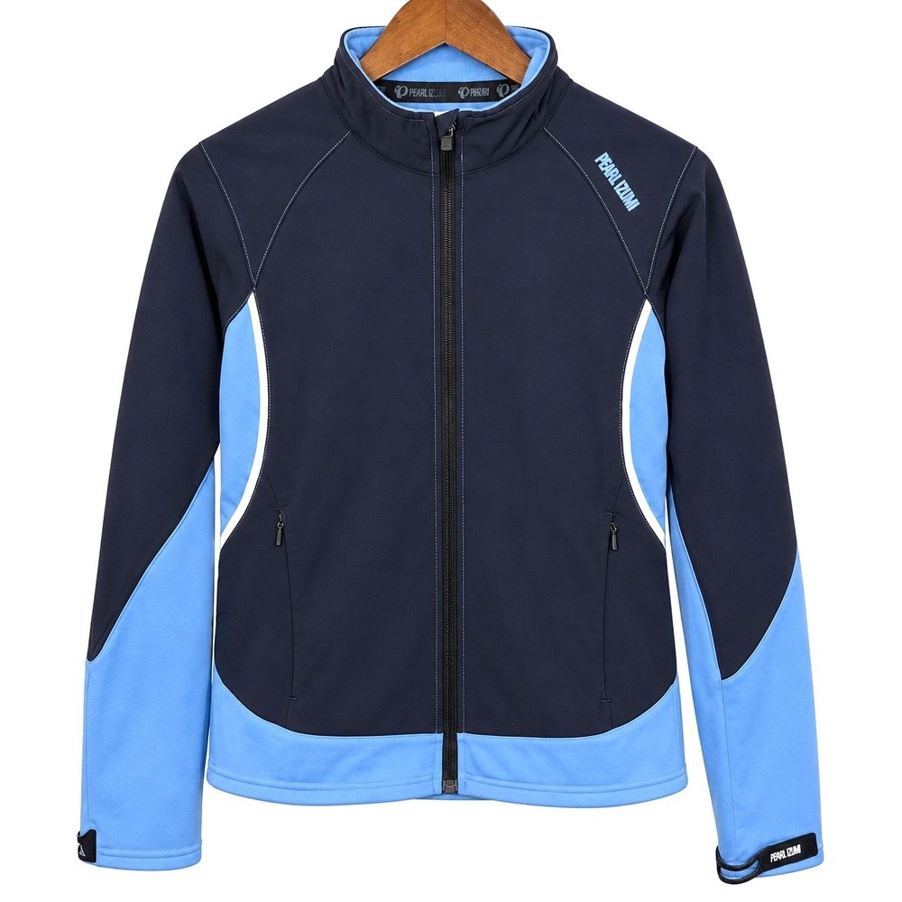 Pearl Izumi Women M Blue Softshell Cycling Jacket Fleece Lined Reflective Hiking